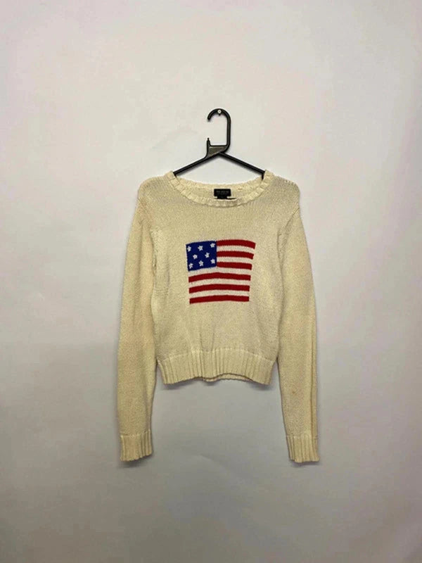 Vintage Cream USA Flag Knit Sweater – One Step Up (Size S/M)