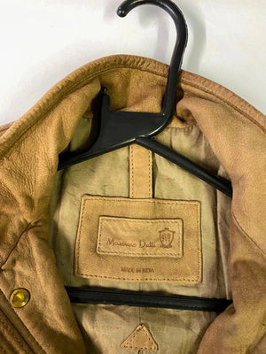 Massimo Dutti Tan Suede Leather Jacket – Utility Style (Made in India)