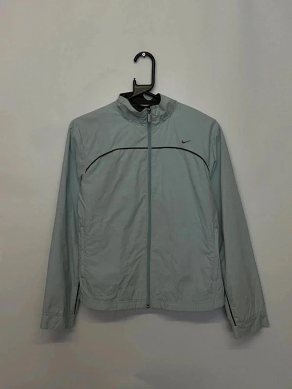 Nike Light Grey Windbreaker Jacket with Black Swoosh