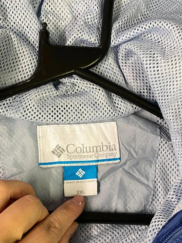 Columbia Blue Hooded Windbreaker Jacket – Size XXL