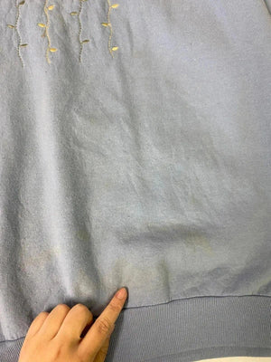 Vintage Morning Sun Embroidered Sweatshirt – Blue Floral Moon – 2XL