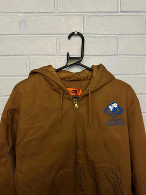CornerStone Workwear Brown Hooded Duck Jacket XS Utility Canvas Coat