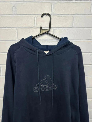 Adidas Navy Blue Embroidered Logo Hoodie XL