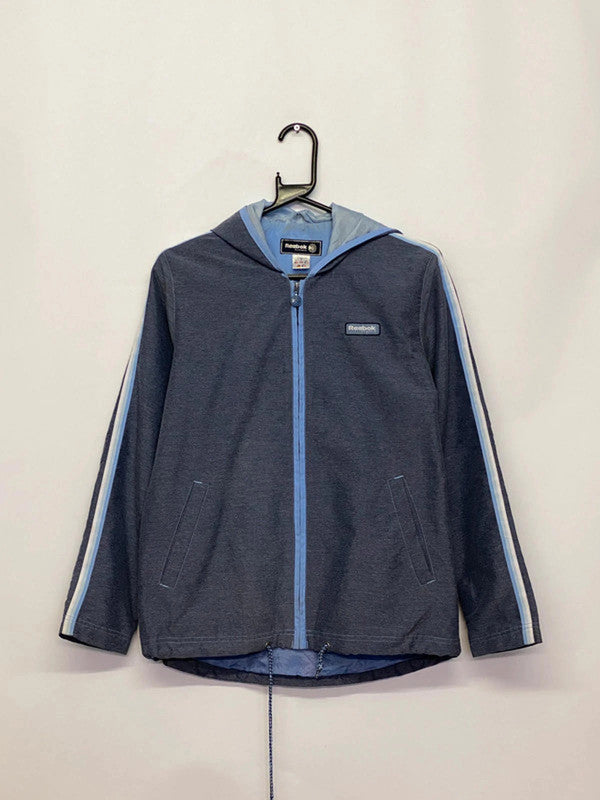Reebok Classic Navy & Light Blue Zip-Up Hooded Jacket (UK 10 / S)