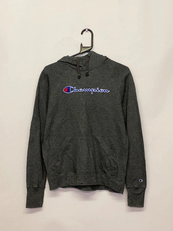 Champion Charcoal Grey Logo Hoodie (Size S)