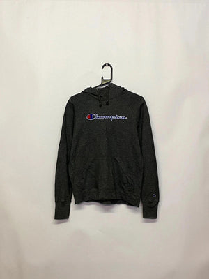 Champion Charcoal Grey Logo Hoodie (Size S)