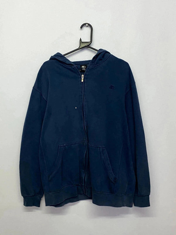 Vintage Starter Full-Zip Hoodie – Navy Blue – Size L