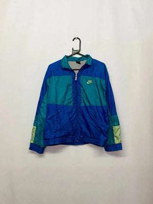 Vintage Nike Windbreaker Jacket – Blue/Teal/Green Colorblock – Size S – Made in Malaysia