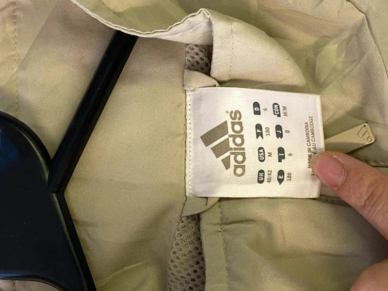 Adidas Beige Windbreaker Jacket with Black 3-Stripes (Men’s M)