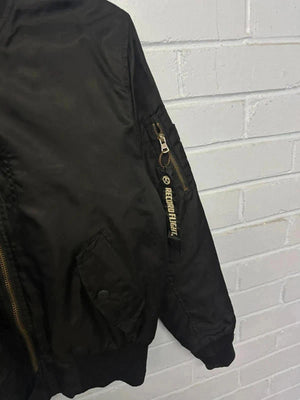 Street By Record Black Bomber Jacket – Small Size, Orange Lining
