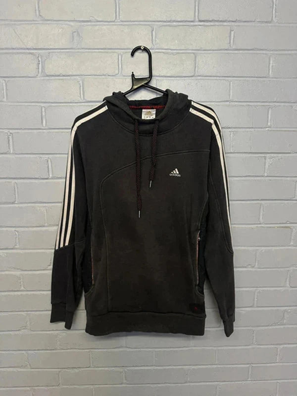 Adidas Black Hoodie with White Stripes | Size M