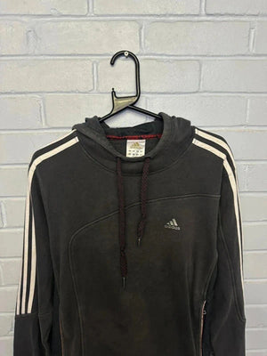 Adidas Black Hoodie with White Stripes | Size M