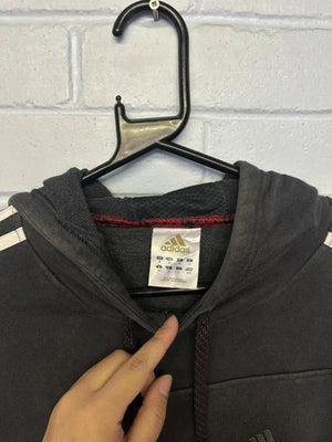 Adidas Black Hoodie with White Stripes | Size M