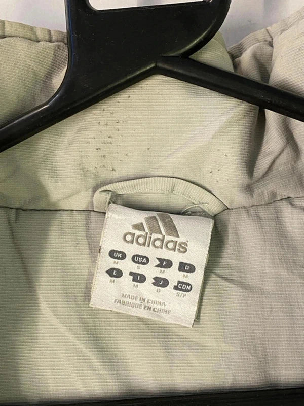 Adidas Puffer Jacket M – Grey & Black with 3-Stripes Sleeves