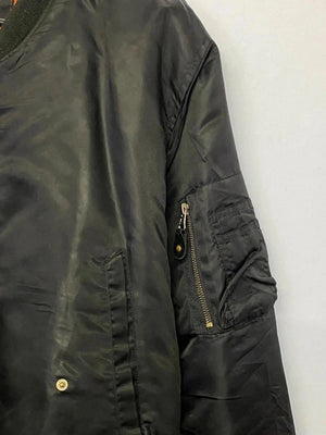 Black Bomber Jacket with Orange Lining
