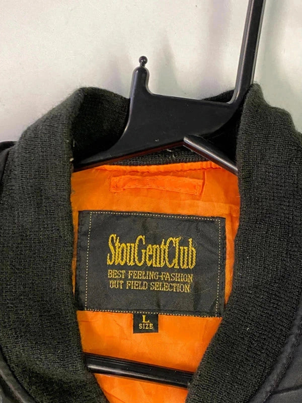 Black Bomber Jacket with Orange Lining