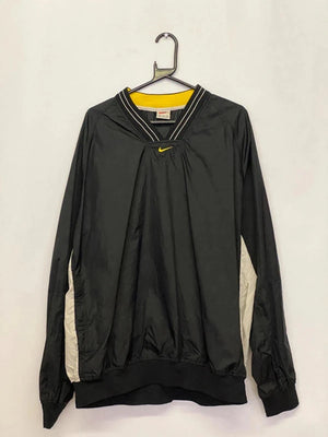 Vintage Nike V-Neck Windbreaker Pullover – Black/Grey/Yellow – XXL