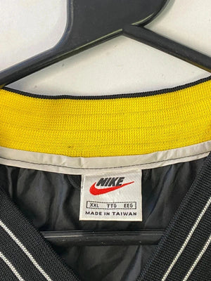 Vintage Nike V-Neck Windbreaker Pullover – Black/Grey/Yellow – XXL