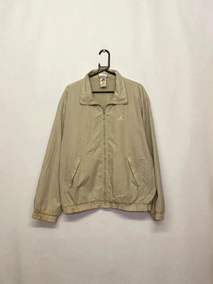 Vintage Beige Adidas Windbreaker Jacket – Mesh Lined – Size Not Shown