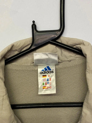 Vintage Beige Adidas Windbreaker Jacket – Mesh Lined – Size Not Shown
