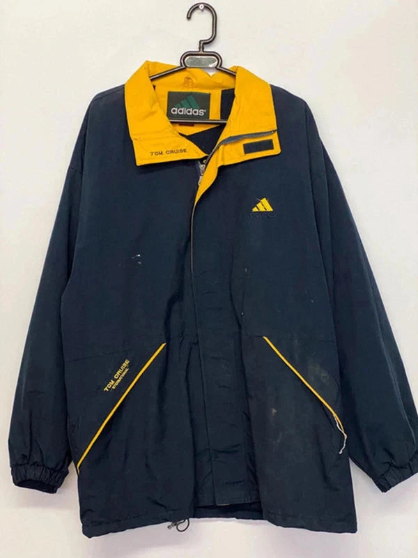 Vintage adidas Team Jacket Navy/Yellow “Tom Cruise” Embroidered – Size L/XL