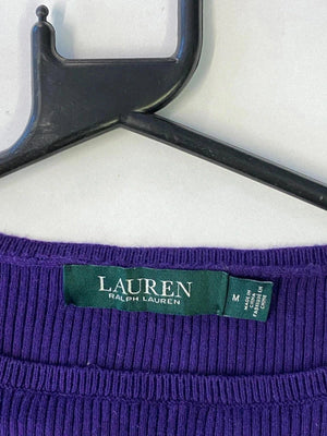 Lauren Ralph Lauren Purple Ribbed Knit Top – Size M – Long Sleeve Sweater