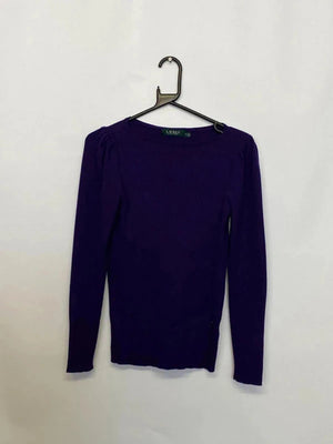 Lauren Ralph Lauren Purple Ribbed Knit Top – Size M – Long Sleeve Sweater