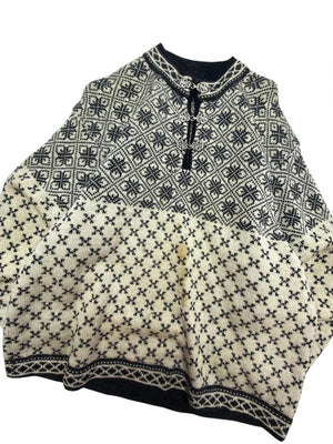 Cream-black norwegian knitwear jumper men's large