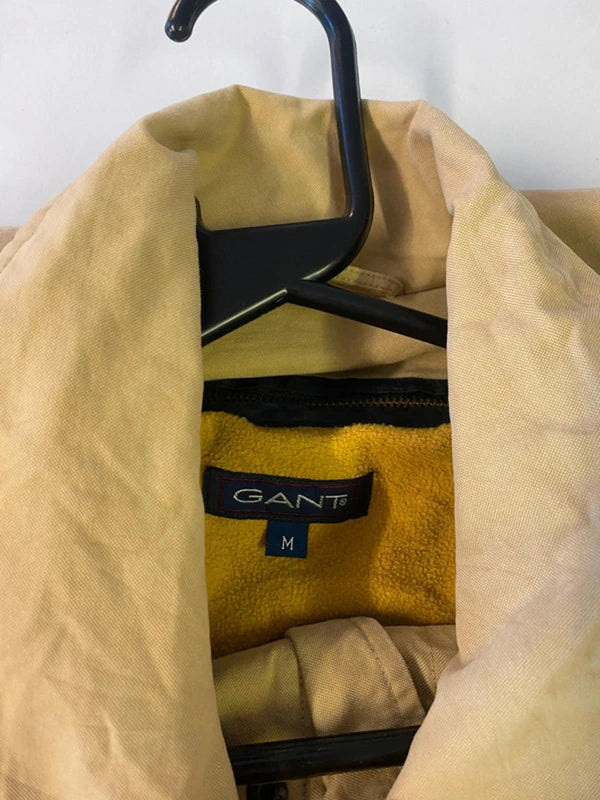GANT Beige Waxed Cotton-Style Jacket – Fleece Lined – Men’s M