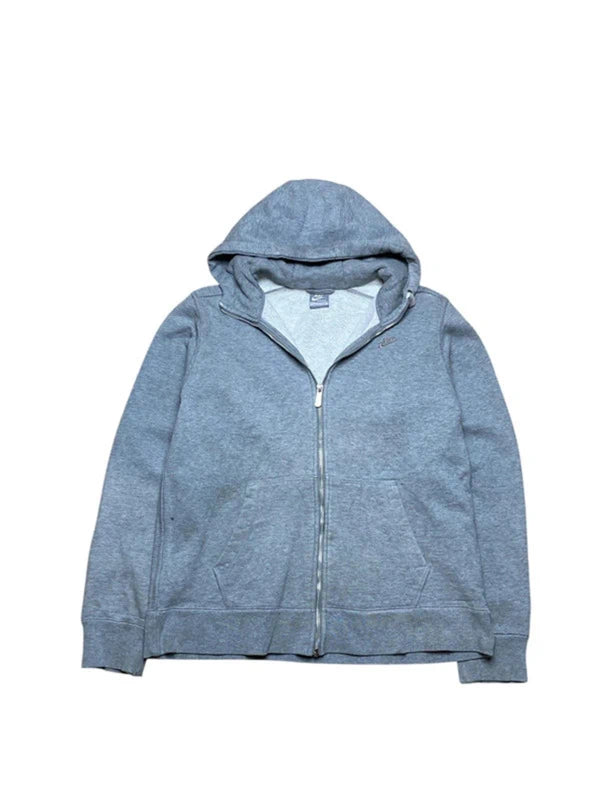 Grey Nike-Zip-through Hoodie Men's Medium