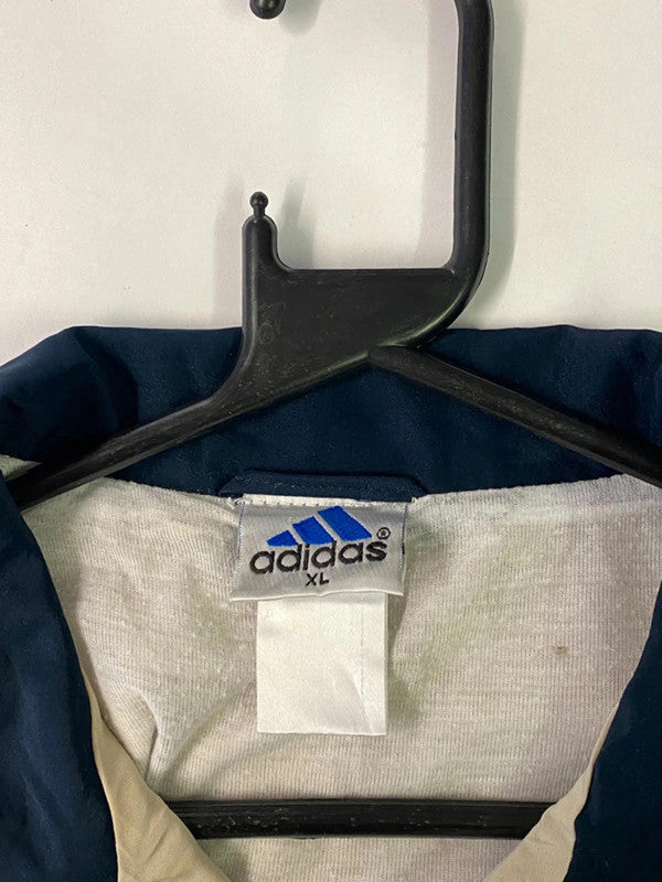 Vintage Adidas Beige & Navy Full-Zip Track Jacket – Men’s XL