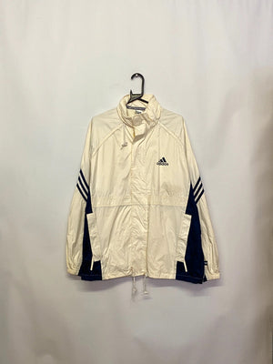 Adidas Vintage Cream & Navy 3-Stripes Windbreaker – Men’s M
