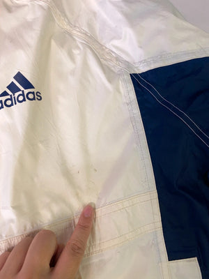 Adidas Vintage Cream & Navy 3-Stripes Windbreaker – Men’s M