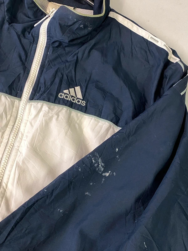Adidas Silver & Black Full-Zip Windbreaker Jacket