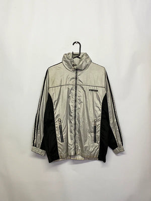 Vintage Adidas Silver & Black Full-Zip Track Jacket