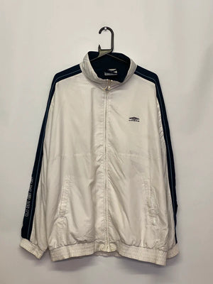Vintage Umbro White & Navy Full-Zip Track Jacket – Retro 90s Sportswear