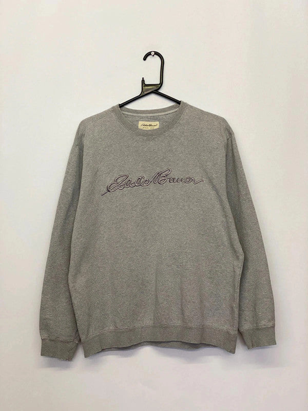 Eddie Bauer Grey Script Logo Crewneck Sweatshirt (Men’s M)
