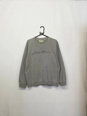 Eddie Bauer Grey Script Logo Crewneck Sweatshirt (Men’s M)