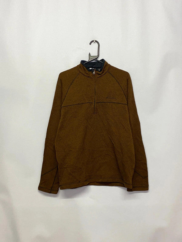 Columbia Brown 1/4 Zip Sherpa-Lined Fleece Pullover – Men’s M