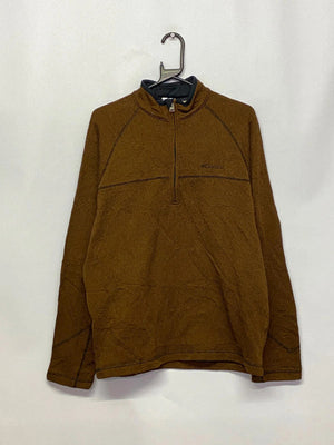 Columbia Brown 1/4 Zip Sherpa-Lined Fleece Pullover – Men’s M