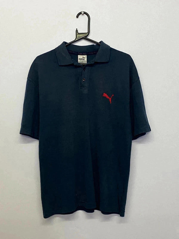 Vintage Puma Polo Shirt – Navy Blue with Red Logo – Size M