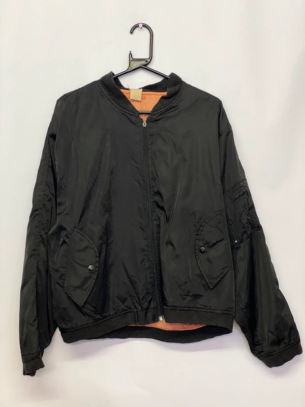 Black MA-1 Style Bomber Jacket – Orange Lining,
