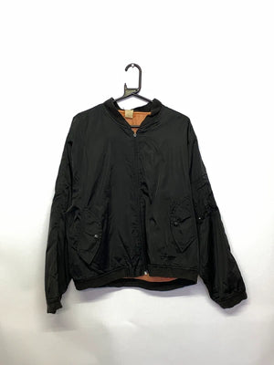 Black MA-1 Style Bomber Jacket – Orange Lining,