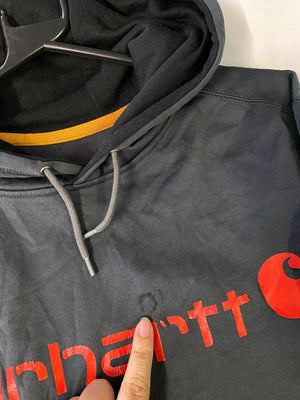 Carhartt Black Hoodie with Red Logo Print – Relaxed Fit – Size M