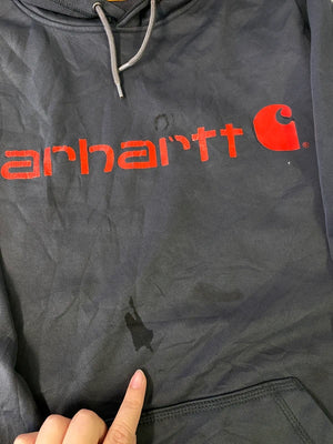 Carhartt Black Hoodie with Red Logo Print – Relaxed Fit – Size M