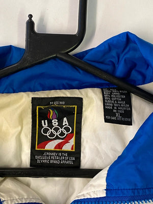 Vintage USA Olympics Blue & White Colorblock Windbreaker Jacket – Men’s XL