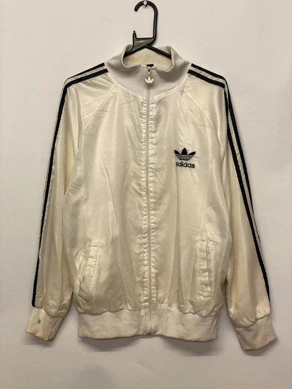 Adidas Originals White Track Jacket with Black Trefoil Logo