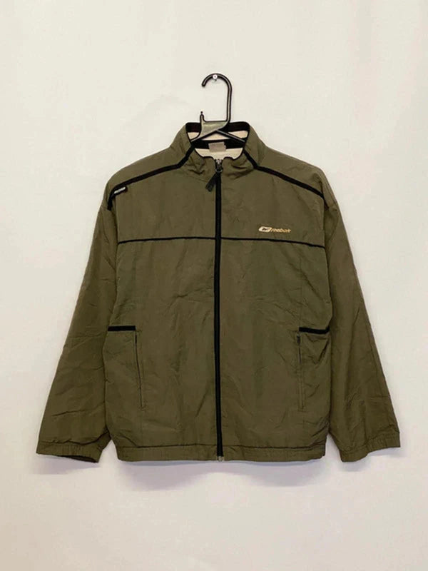 Vintage Reebok Olive Green Windbreaker Jacket - Youth L (12 Yrs / 152–162cm)