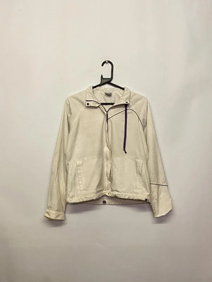 Vintage Nike Cream Hooded Windbreaker Jacket – Size M (160 cm)