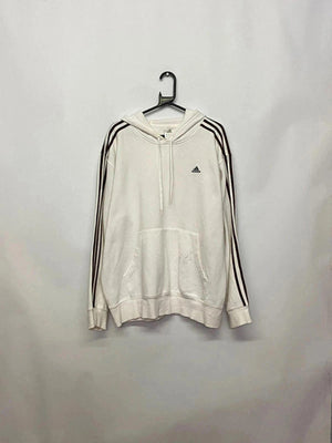 Adidas White 3-Stripes Hoodie – Men’s L
